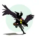 one crow with a gun comically shooting at an anthor crow  tattoo design idea