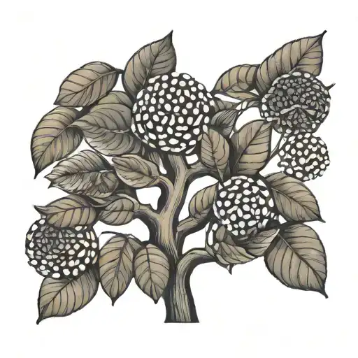 Coffee beans forming a money tree with intricate dotwork shading tattoo design idea
