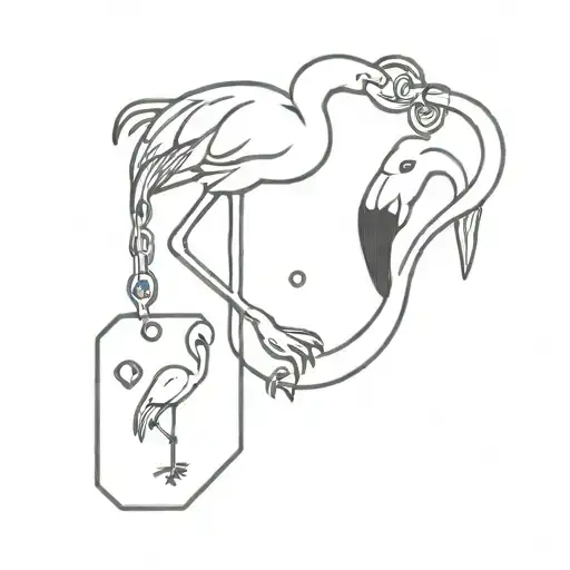 flamingo and dice keychain hanging tattoo design idea