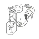 flamingo and dice keychain hanging tattoo design idea