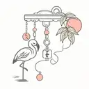 flamingo and dice keychain hanging tattoo design idea
