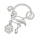 flamingo and dice keychain hanging tattoo design idea