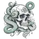 skull and snake wrapped tattoo design idea