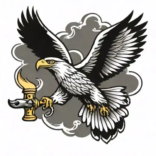 flying eagle with halligan Tool  tattoo design idea