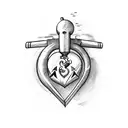 Heart with an airplane and an anchor tattoo design idea