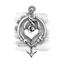 Heart with an airplane and an anchor tattoo design idea