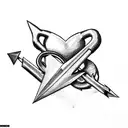 Heart with an airplane and an anchor tattoo design idea