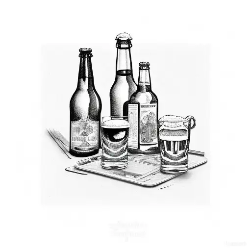 A group of friends toasting with beer mugs tattoo design idea