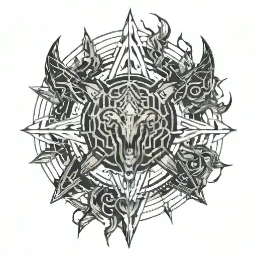 spikes and demonic creatures tattoo design idea