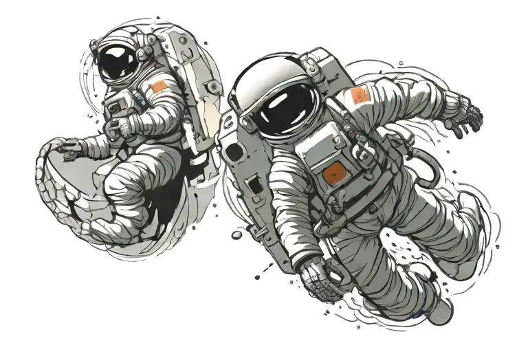 Astronaut floating in space tattoo design idea