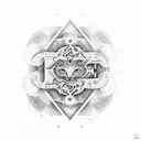 reloj de arenas, letra Y, y retroceso de fibonacci tattoo design idea