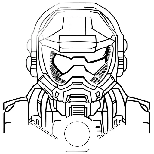 Master Chief in a dynamic action pose tattoo design idea
