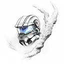 Master Chief in a dynamic action pose tattoo design idea