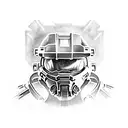 Master Chief in a dynamic action pose tattoo design idea