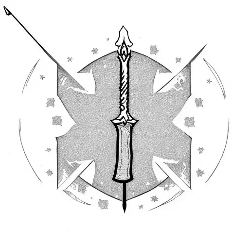 Geometric "Flaming Sword" Tattoo - BlackInk AI