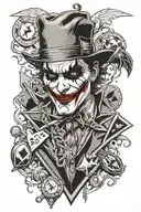joker, black spade, lightning, dog tags hanging tattoo design idea