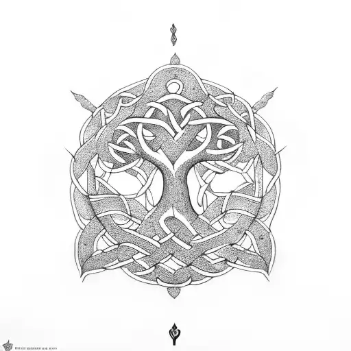 celtic tree of life with snake tattoo design idea