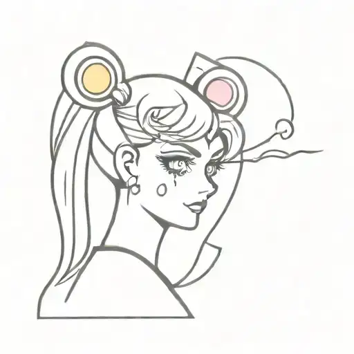 sailor moon & letter S tattoo design idea