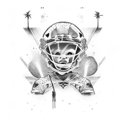 kid and stadium tattoo design idea