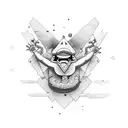 kid and stadium tattoo design idea