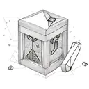 diamond box with  flowers and Thor hammer  tattoo design idea