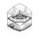 diamond box with  flowers and Thor hammer  tattoo design idea