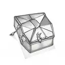 diamond box with  flowers and Thor hammer  tattoo design idea