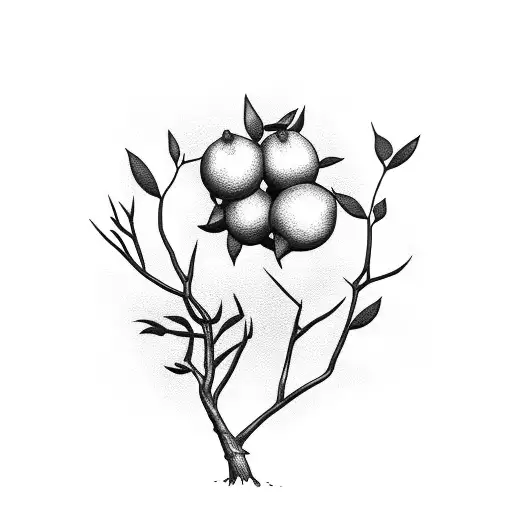 bush lemon tree with cardboard box underneath  tattoo design idea