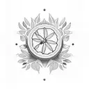 bush lemon tree with cardboard box underneath  tattoo design idea