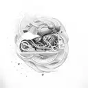 A motorcycle made out of musical notes and fish scales tattoo design idea