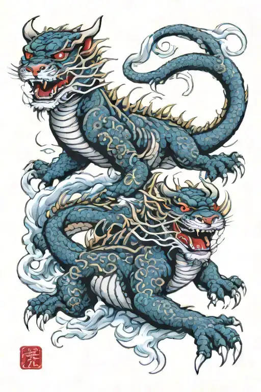 dragon and tiger tattoo design idea