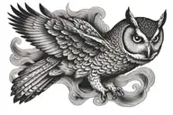 Owl flying tattoo design idea