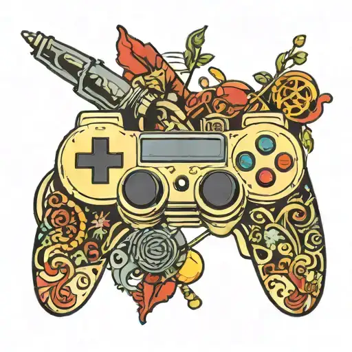 sports and drawing and gaming  controller tattoo design idea