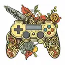 sports and drawing and gaming  controller tattoo design idea
