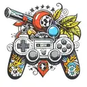 sports and drawing and gaming  controller tattoo design idea