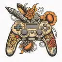 sports and drawing and gaming  controller tattoo design idea
