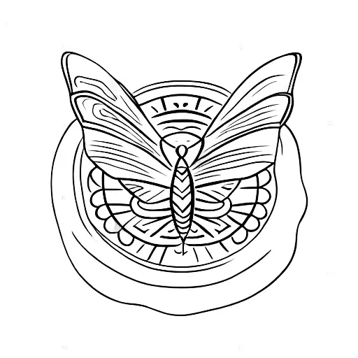 A peaceful moth resting on a crescent moon tattoo design idea