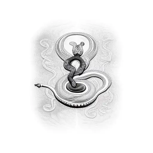 hyper realistic wooden staff with intricate detail on the wood with a snake wrapped around it 12 times biblical staff of tattoo design idea