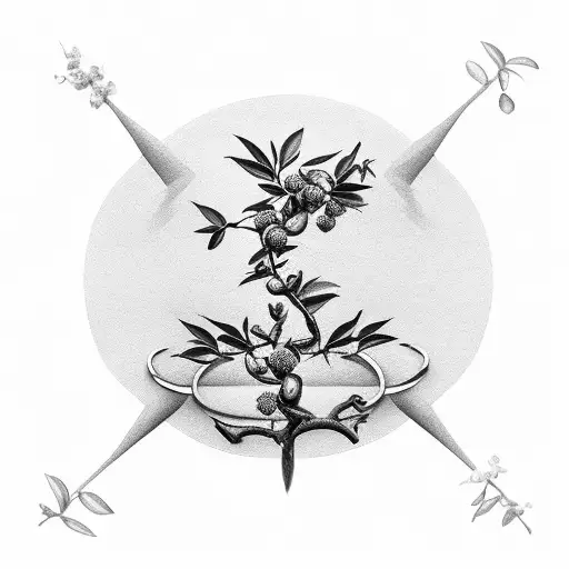 rod of Asclepius hyper realistic wood flowering olive branch biblical tattoo design idea