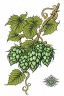 hops vines with barley grains and water tattoo design idea