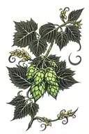hops vines with barley grains and water tattoo design idea