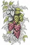 hops vines with barley tattoo design idea
