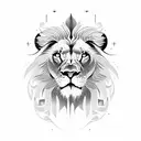 A powerful lion resting under a cascading waterfall tattoo design idea