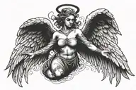 Angel with devil wings spread wide tattoo design idea