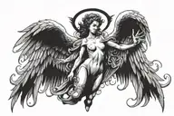 Angel with devil wings spread wide tattoo design idea