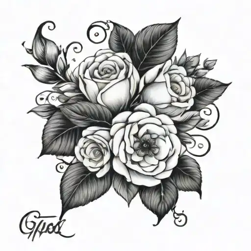 Daughter  name Opal-Rae Gianna.L and flowers girly her birthday 24.09.2023 tattoo design idea