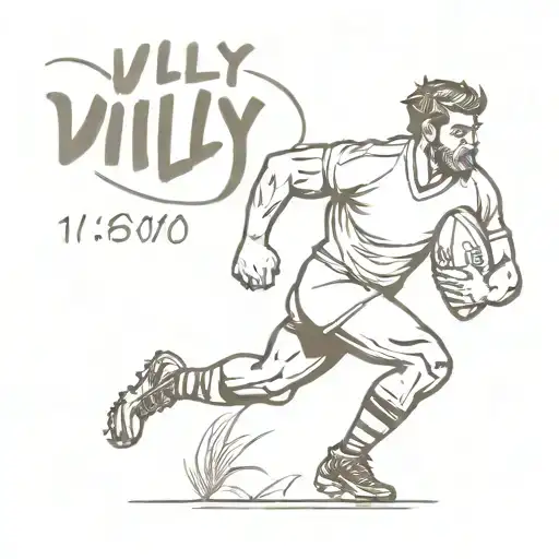 Rugby t-shirt with the name WILLY and the number IX tattoo design idea