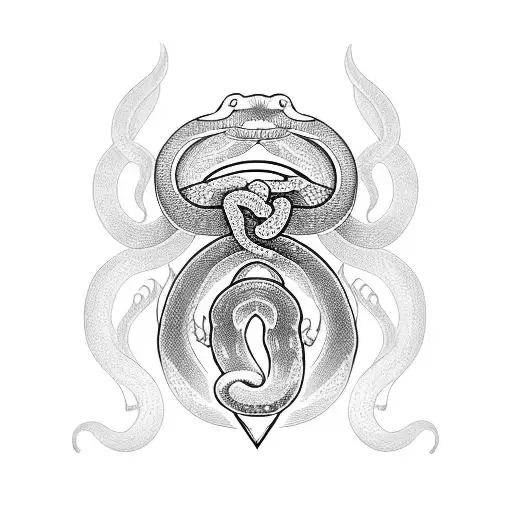 snake protecting broken heart tattoo design idea