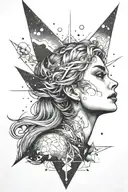 female cosmic looking up at sky   tattoo design idea