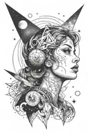 female cosmic looking up at sky   tattoo design idea